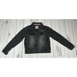 Juicy Couture Kids Black Faded Girl's 7 Denim Jean Jacket Button Down
